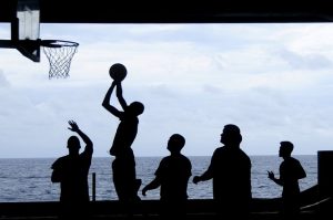 Basketball Players in shadows